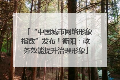 “中国城市网络形象指数”发布！衡阳：政务效能提升治理形象