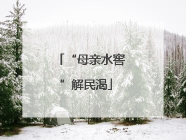 “母亲水窖”解民渴