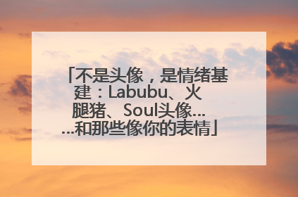 不是头像，是情绪基建：Labubu、火腿猪、Soul头像……和那些像你的表情