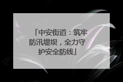 中安街道：筑牢防汛堤坝，全力守护安全防线