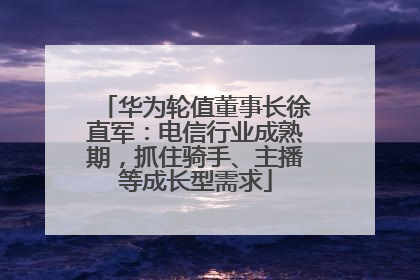 华为轮值董事长徐直军：电信行业成熟期，抓住骑手、主播等成长型需求