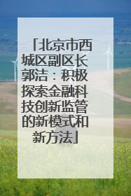 北京市西城区副区长郭洁：积极探索金融科技创新监管的新模式和新方法