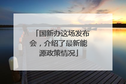 国新办这场发布会，介绍了最新能源政策情况