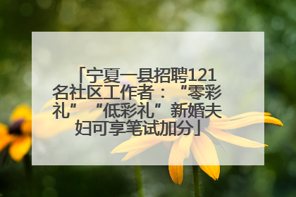 宁夏一县招聘121名社区工作者：“零彩礼”“低彩礼”新婚夫妇可享笔试加分