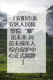 安阳市龙安区人民检察院“豫”见未来·润苗未成年人综合保护中心正式揭牌