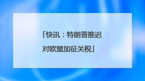 快讯：特朗普推迟对欧盟加征关税