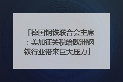 德国钢铁联合会主席：美加征关税给欧洲钢铁行业带来巨大压力