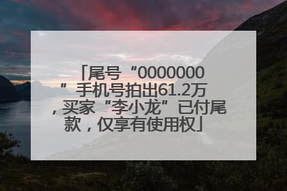 尾号“0000000”手机号拍出61.2万，买家“李小龙”已付尾款，仅享有使用权