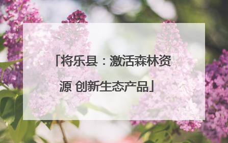 将乐县：激活森林资源 创新生态产品