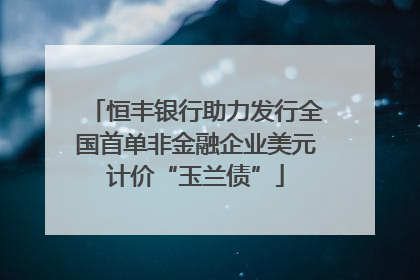 恒丰银行助力发行全国首单非金融企业美元计价“玉兰债”