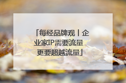 每经品牌观丨企业家IP需要流量 更要超越流量