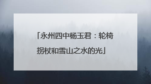 永州四中杨玉君：轮椅拐杖和雪山之水的光