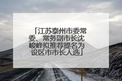 江苏泰州市委常委、常务副市长沈峻峰拟推荐提名为设区市市长人选