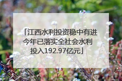 江西水利投资稳中有进 今年已落实全社会水利投入192.97亿元
