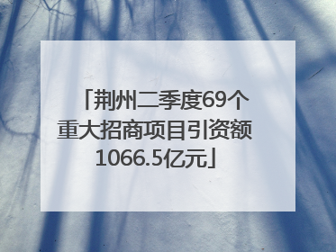 荆州二季度69个重大招商项目引资额1066.5亿元