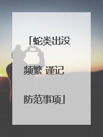 蛇类出没频繁 谨记防范事项