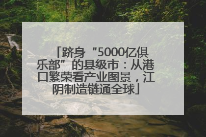 跻身“5000亿俱乐部”的县级市：从港口繁荣看产业图景，江阴制造链通全球