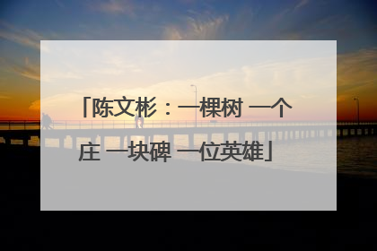 陈文彬：一棵树 一个庄 一块碑 一位英雄